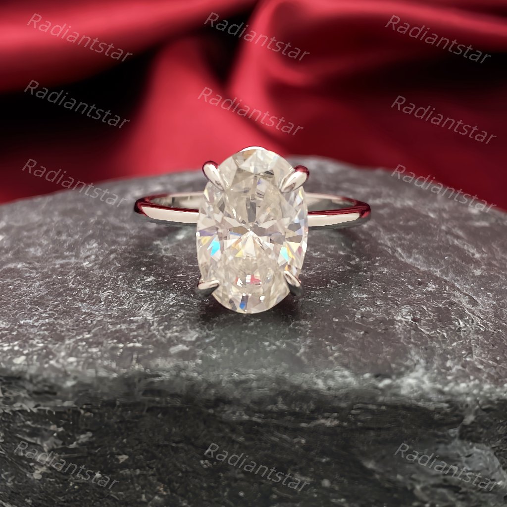 New Certified 4.5 Ct. T.W. Moissanite Oval Cut Solitaire Ring